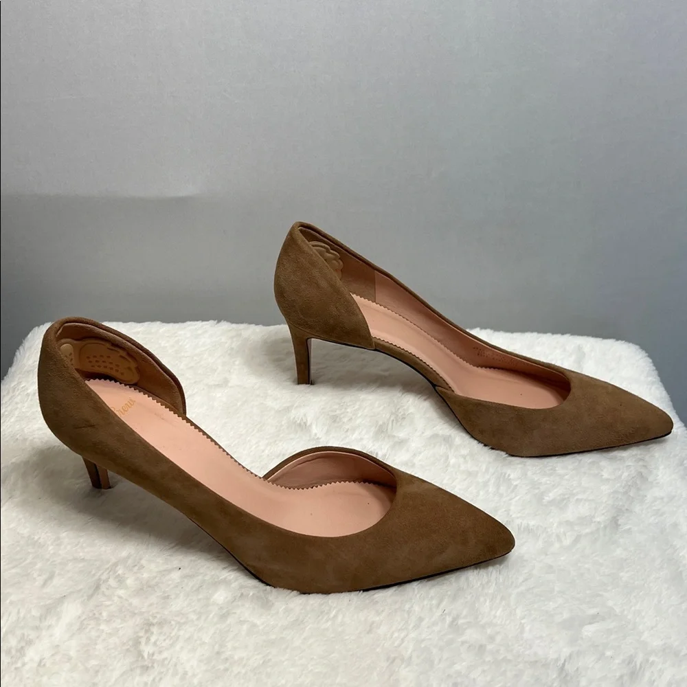 J. Crew Colette D'Orsay Suede Ashen Brown Pumps Made in Italy Sz 8.5